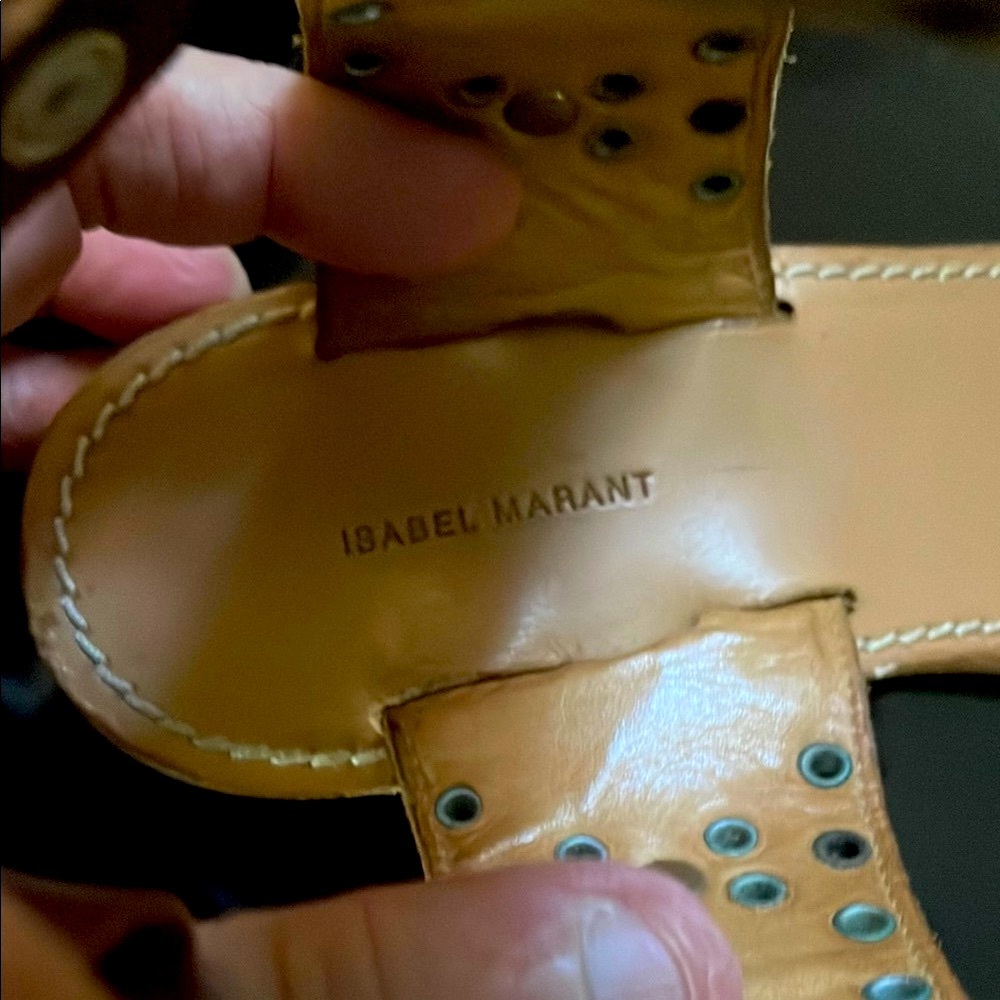 ISABEL MARANT ELVIS Studded Crystal Jeweled Brown Leather Sandals Heels 10 41 - Picture 7 of 8